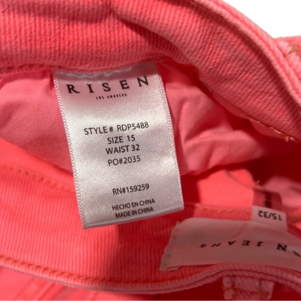 Risen Hot Neon Pink High Rise Wide Leg Cargo Jeans Size 15/32 - Picture 12 of 14